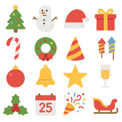 Festive Symbols of the Season: A collection of meticulously crafted Christmas-themed vector graphics, radiating festive cheer and embodying the spirit of the holidays. 