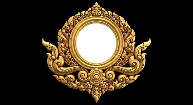 Antique, ornate gold frame with a classic baroque design - Powered by Adobe