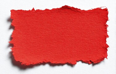 Red torn paper fragment on white background (4)