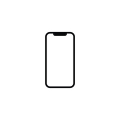 Black line drawing of smartphone with transparent background and rounded edge shape