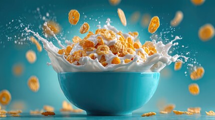 Cereal bowl with milk splash