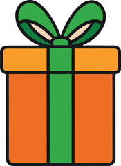 Elegant green gift box with satin ribbon bow isolated on white background.