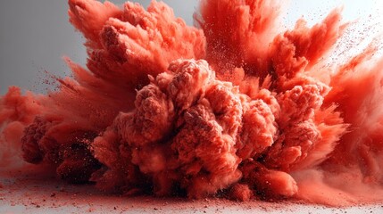 Explosive coral-red powder cloud