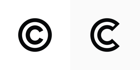 Copyright Mark Symbol Icon on White Background with Letter C Inside a Circle