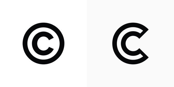 Copyright Mark Symbol Icon on White Background with Letter C Inside a Circle