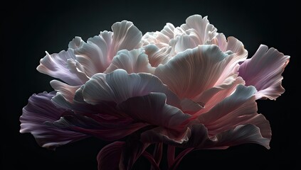 Close-up of a digitally enhanced, delicate flower with soft pastel hues