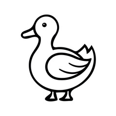 Cute Cartoon Duck Outline Vector Illustration