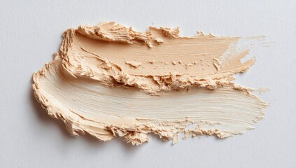 Light beige and white makeup foundation smudge on a light gray background