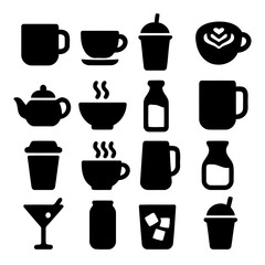 Beverage Icons: A meticulously crafted collection of beverage icons. Offering a visually appealing and user-friendly representation.