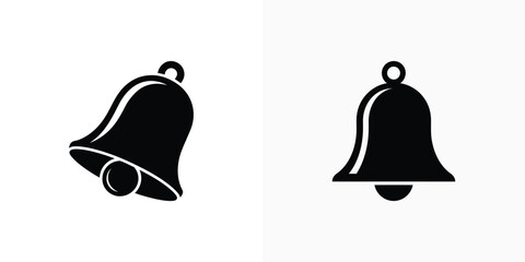 Isolated Notification Bell Icon Elements on Transparent Background Set Silhouette