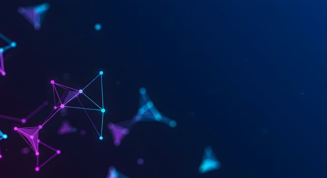 Abstract network connection structure with blue and purple gradient color for technology background