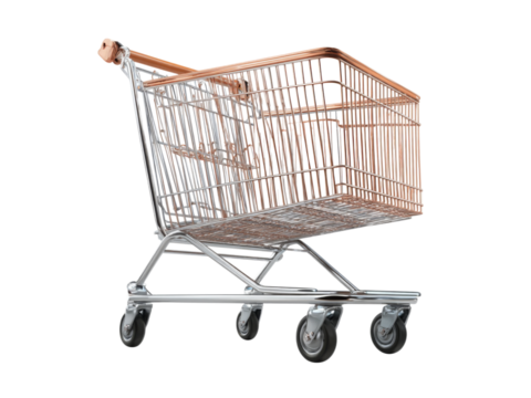 Rose gold shopping cart isolated on black background, Isolated On White Background, Png Transparent