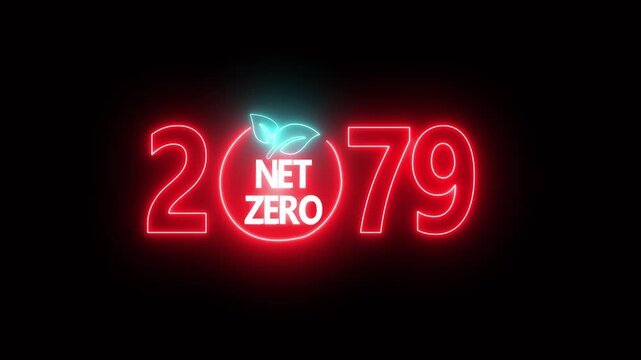 Net zero environment sustainable concept with 2079 year changing. Sustainable development and business concept. Net zero and eco friendly symbol stamp and stamping impact isolated animation.