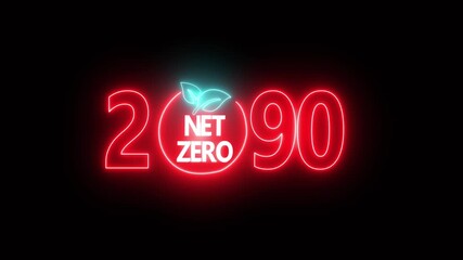 Net zero environment sustainable concept with 2090 year changing. Sustainable development and business concept. Net zero and eco friendly symbol stamp and stamping impact isolated animation.