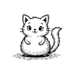A sketched charming cat with adorable expression conveying sweetness and lightheartedness in