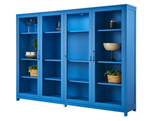  Firefly_Blue display cabinet with glass doors and shelves modern storage furniture for living