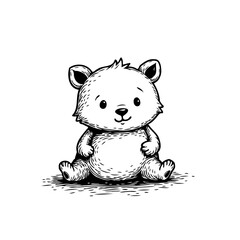 Adorable bear cub sketch radiating charm suitable for children's illustration a delightful