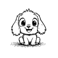 Adorable furry friend with endearing gaze and expressive eyes offers a simple illustration of