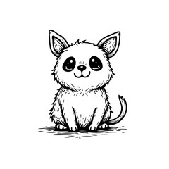 Adorable furry friend a charming black and white sketch of a delightful small companion animal