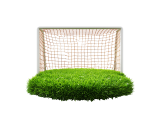 Soccer goal isolated on black background lush green grass, Isolated On White Background, Png Transparent