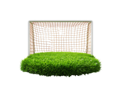 Soccer goal isolated on black background lush green grass, Isolated On White Background, Png Transparent