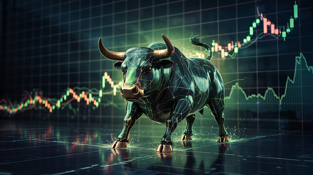 Stock market graph with horse silhouette illustration - Powered by Adobe