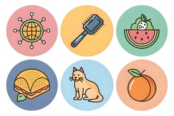 Everyday Objects and Animals Icons globe network