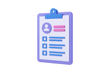 Fototapeta premium 3d illustration of a resume or checklist isolated on transparent background