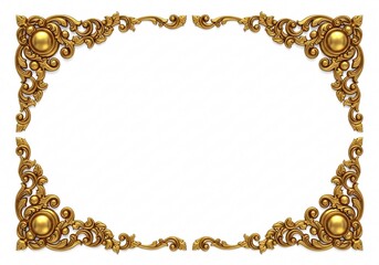 Vintage gold ornate floral frame and border with clipping path