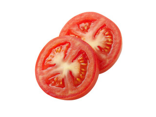 Two slices of fresh red tomato isolated on black background, Isolated On White Background, Png Transparent