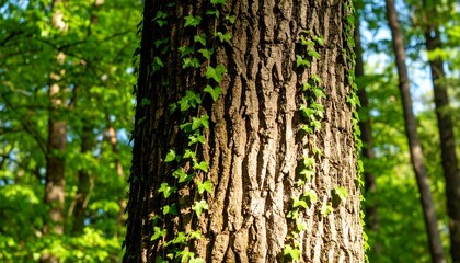 Obraz premium Forest trunk with ivy