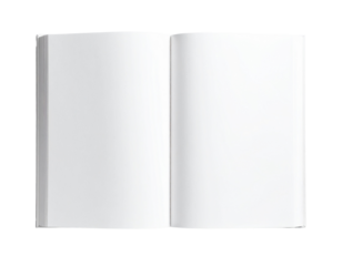 Open Book with Blank Pages Front View, isolated on transparent background PNG