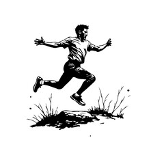 Obraz premium Dynamic celebration jumping man silhouette vector illustration showing happiness freedom triumph