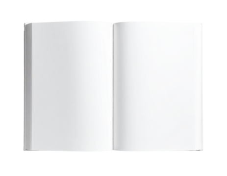 Open Book with Blank Pages Front View, isolated on transparent background PNG - Powered by Adobe
