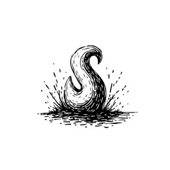 Elegant aquatic bird sketch displaying fluid form and dynamic water splashes showcasing graphical