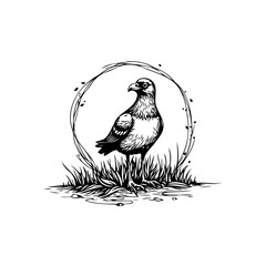 Elegant avian illustration amidst foliage a serene design emphasizing natural beauty with a