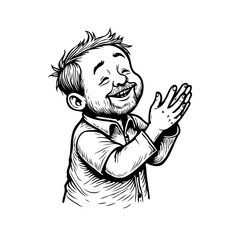 Enthusiastic child clapping expressive joy celebration successful outcome achievements rendered