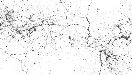 Cracked Concrete Grunge Texture Background – White Surface with Black Distressed Cracks noise dust dot distress grainy grungy effect, vector design on transparent background.
