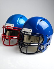 Fototapeta premium Two blue football helmets