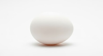 Single White Egg on White Background, Minimalist Food Photography