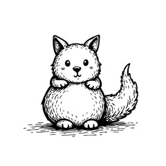 Illustrative rendering of a charming domestic animal sitting down on surface for endearing