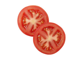 Two slices of fresh red tomato isolated on black background, Isolated On White Background, Png Transparent