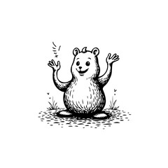 Playful bear with raised paws interacting with glimmering star sparks in a whimsical illustration