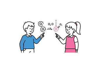 Boy and girl collaborating, sharing ideas and thoughts through gestures.