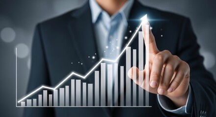 Businessman drives growth with upward trend