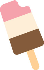 Flat design illustration of strawberry, vanilla and chocolate popsicle