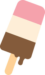 Flat design illustration of strawberry, vanilla and chocolate popsicle