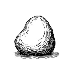 Stylized monochromatic rendering of a smooth stone with subtle striations and shadow offering a