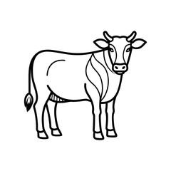 Cow Line Art Illustration – Farm Animal Outline Drawing