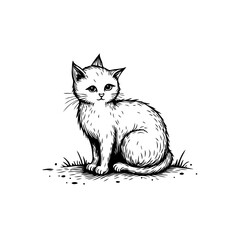 Whimsical feline friend artistic monochrome depiction illustration a delightful hand sketched